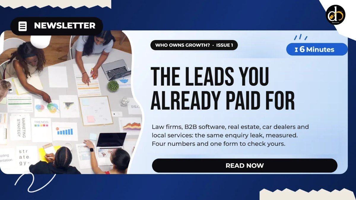 Who Owns Growth? Issue 1: The leads you already paid for. Dizital Connect newsletter header.