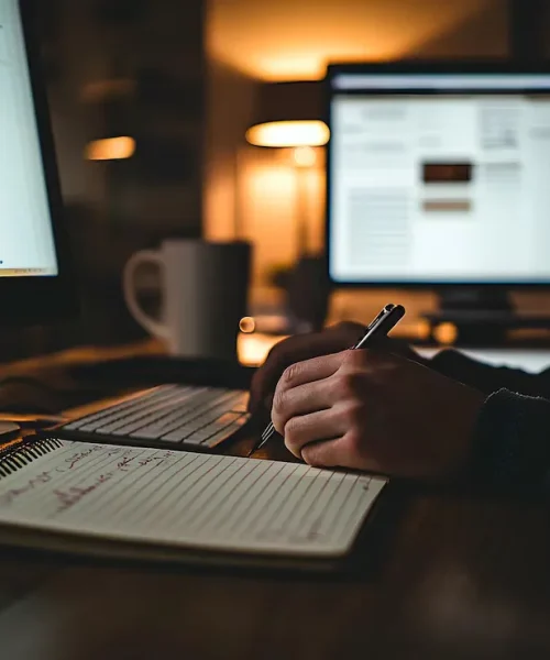 photo-person-writing-notebook-while-using-keyboard-symbolizing-productivity-focus_1325814-15634